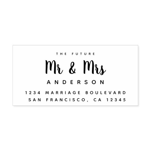 Chic Script Future Mr Mrs Wedding Return Address Rubberstempel (Afrduk)