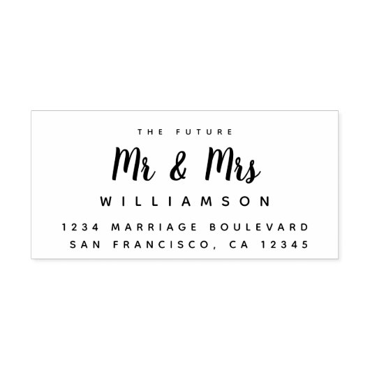 Chic Script Future Mr Mrs Wedding Return Address Rubberstempel (Afrduk)