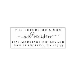 Chic Script Future Mr Mrs Wedding Return Address Rubberstempel