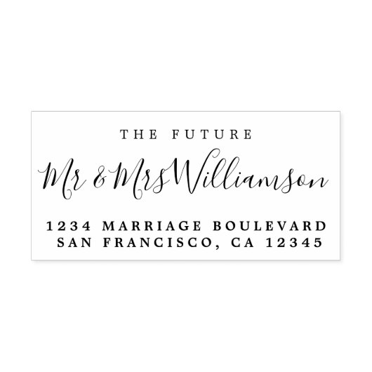 Chic Script Future Mr Mrs Wedding Return Address Rubberstempel (Afrduk)