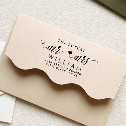 Chic Script Future Mr Mrs Wedding Return Address Rubberstempel