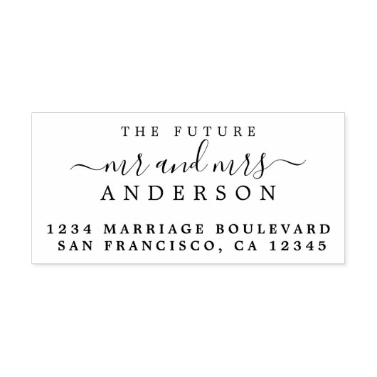 Chic Script Future Mr Mrs Wedding Return Address Rubberstempel (Afrduk)