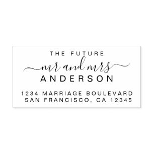 Chic Script Future Mr Mrs Wedding Return Address Rubberstempel