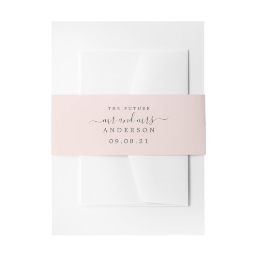 Chic Script Future Mr. Pastel Pink Wedding Uitnodigingen Wikkel (Voorkant Voorbeeld)