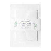 Chic Script Future, Mrs Green Foliage Wedding Uitnodigingen Wikkel (Voorkant Voorbeeld)