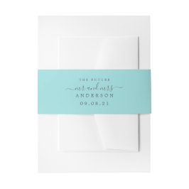 Chic Script Future Mrs Pastel Blue Wedding Uitnodigingen Wikkel