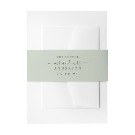 Chic Script Future Mrs Pastel Green Wedding Uitnodigingen Wikkel (Voorkant Voorbeeld)