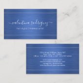 Chic Script geborsteld Royal Blue Modern Minimalis Visitekaartje (Voorkant / Achterkant)