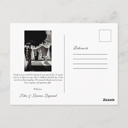 Chic Script Geletterde bruiloft Dank u Briefkaart (Achterkant)