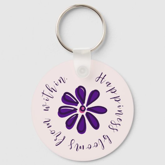 Chic Script - Geluk bloeit van binnenuit - Flower Sleutelhanger (Voorkant)