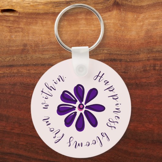 Chic Script - Geluk bloeit van binnenuit - Flower Sleutelhanger (Achterkant)