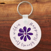 Chic Script - Geluk bloeit van binnenuit - Flower Sleutelhanger (Voorkant)