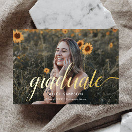 Chic Script Girly Photo Afstuderen Folie Uitnodiging