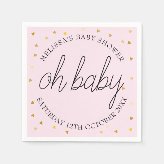 Chic script Gold baby baby douche oh baby Servet (Voorkant)