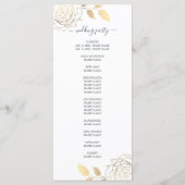 Chic Script Gold Floral Roos Simple Wedding Programmakaart (Achterkant)