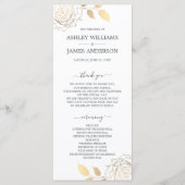 Chic Script Gold Floral Roos Simple Wedding Programmakaart (Voorkant)
