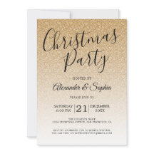 Chic Script Gold Glitter Ombre kerstparty