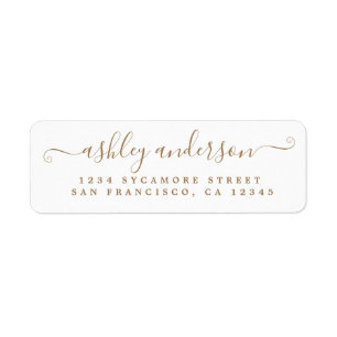 Chic Script Gold Ink Name Return-adres Etiket