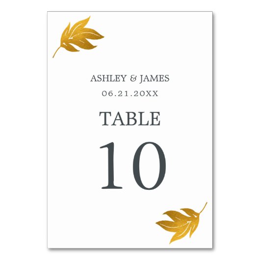 Chic Script Gold Leaf Minimal Wedding Kaart (Voorkant)