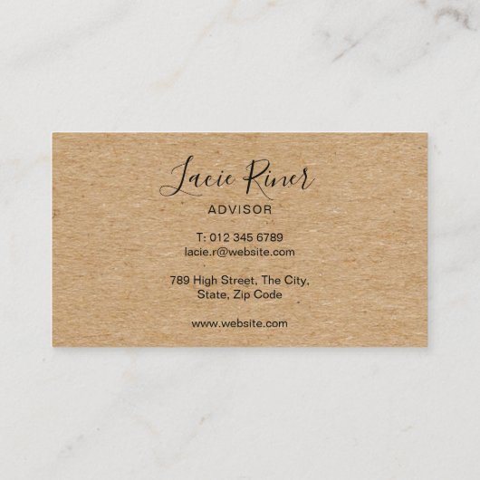 Chic Script Gold Love Heart Rustic Kraft Visitekaartje (Achterkant)