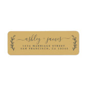 Chic Script Gold Yellow Weduwingadres Etiket (Voorkant)