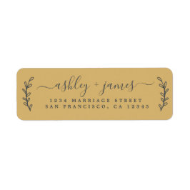 Chic Script Gold Yellow Weduwingadres Etiket