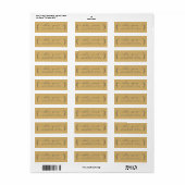 Chic Script Gold Yellow Weduwingadres Etiket (Full Sheet)