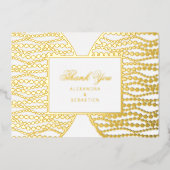 Chic Script Golden Pearls Gold Foil Hartelijk dank Folie Uitnodiging (Voorkant)