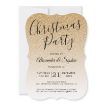 Chic Script Goud Glitter Ombre Kerstfeest Party