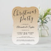 Chic Script Goud Glitter Ombre Kerstfeest Party Kaart (Staand voorkant)