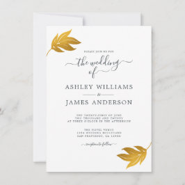 Chic Script Goudblad Minimale Trouwdag Kaart