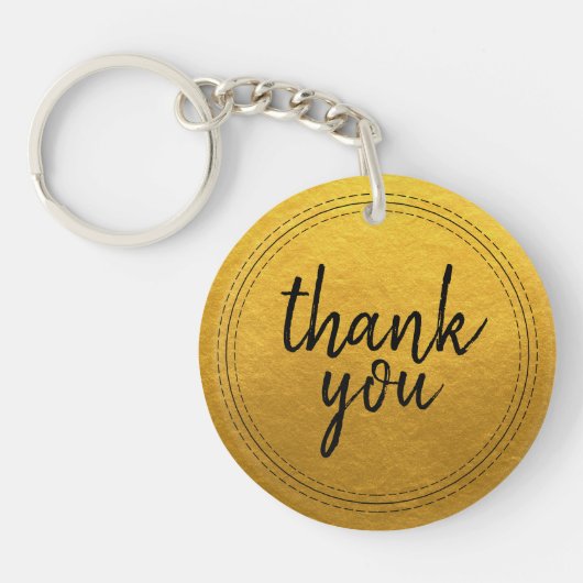 Chic Script Gouden Bedankje Cadeau Sleutelhanger (Voorkant)