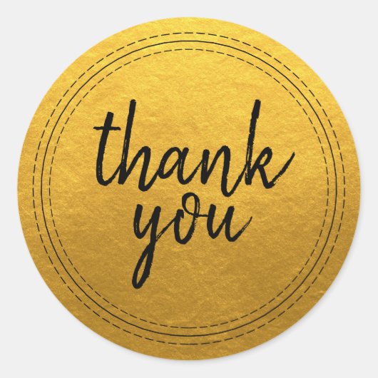 Chic Script Gouden Bedanklabel Ronde Sticker (Voorkant)
