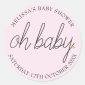 Chic script gouden hart babemeisje shower oh baby ronde sticker (Voorkant)
