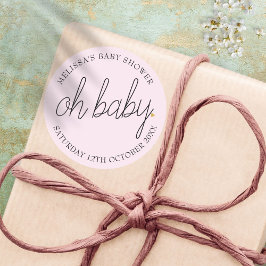 Chic script gouden hart babemeisje shower oh baby ronde sticker
