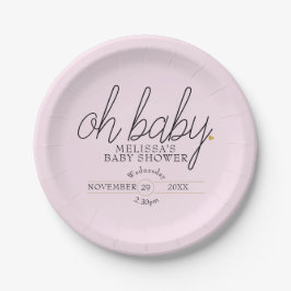 Chic script gouden hart babymadelfeest oh baby papieren bordje