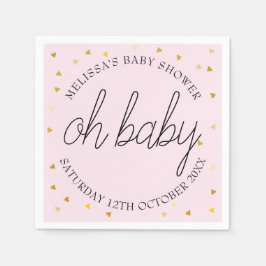 Chic script gouden hart babymetjes shower oh baby servet