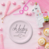 Chic script gouden hart babyshower oh baby papieren bordje (Feest)