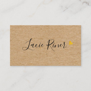 Chic Script Gouden Hart Rustieke Kraft Visitekaartje