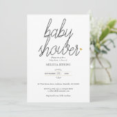 Chic Script Gouden Hartjes Baby Shower / Confetti Kaart (Staand voorkant)