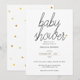 Chic Script Gouden Hartjes Baby Shower / Confetti Kaart