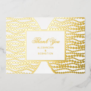 Chic Script Gouden Parels Goud Folie Dank U Kaart