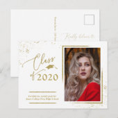 Chic Script Grad Aankondiging Festive Goud Glitter Briefkaart (Voorkant / Achterkant)