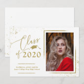 Chic Script Grad aankondiging Goud Glitter Foto (Voorkant / Achterkant)