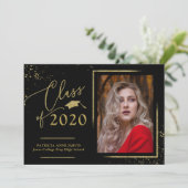 Chic Script Grad aankondiging Goud Glitter Foto (Staand voorkant)