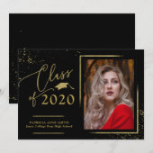 Chic Script Grad aankondiging Goud Glitter Foto (Voorkant / Achterkant)
