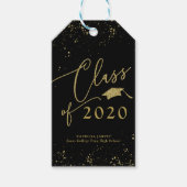 Chic Script Grad aankondiging goud glitters Cadeaulabel (Voorkant)