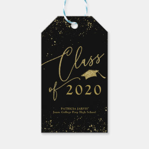 Chic Script Grad aankondiging goud glitters Cadeaulabel