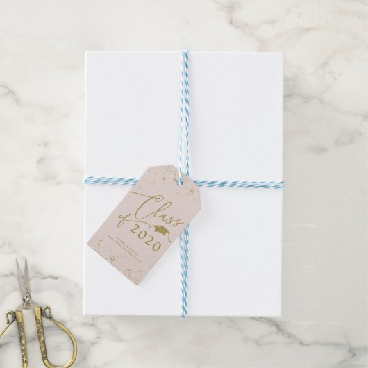 Chic Script Grad aankondiging goud glitters Cadeaulabel (Met Touw)