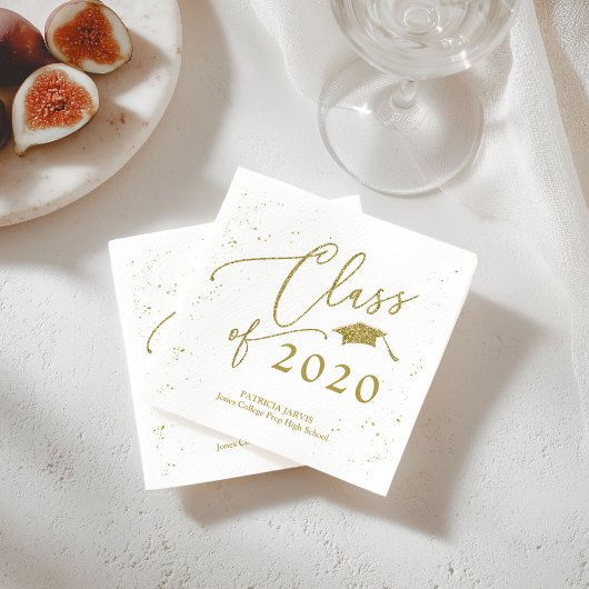 Chic Script Grad aankondiging goud glitters Servet